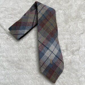 Yves Saint Laurent Plaid Tie - Blue, Gray, Red